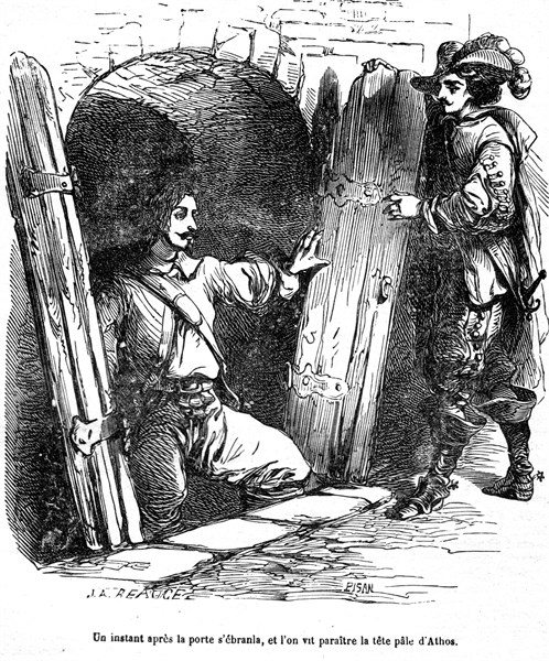 Les trois mousquetaires, Athos ivre et d'Artagnan