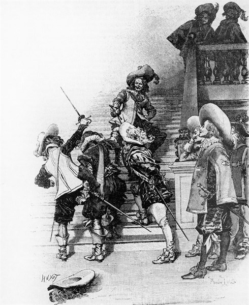 Les trois mousquetaires. Gravure 19e