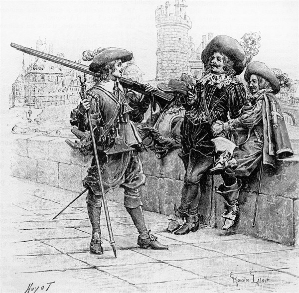 Les trois mousquetaires. Gravure 19e