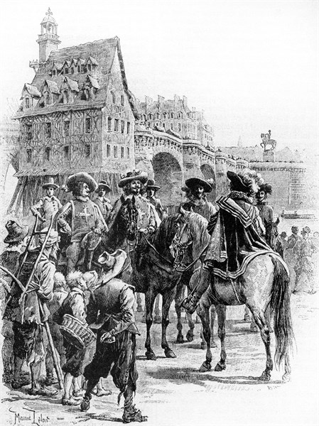 Les trois mousquetaires. Gravure 19e