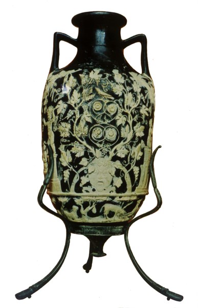 Blue glass vase from Pompei