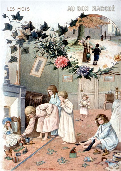 Chromolithographie publicitaire du "Bon marché"