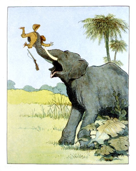 Elephant and hunter