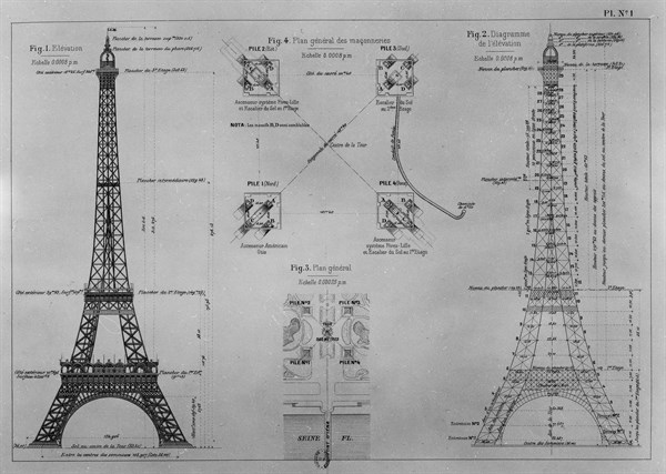 Plan de la tour Eiffel, Paris.