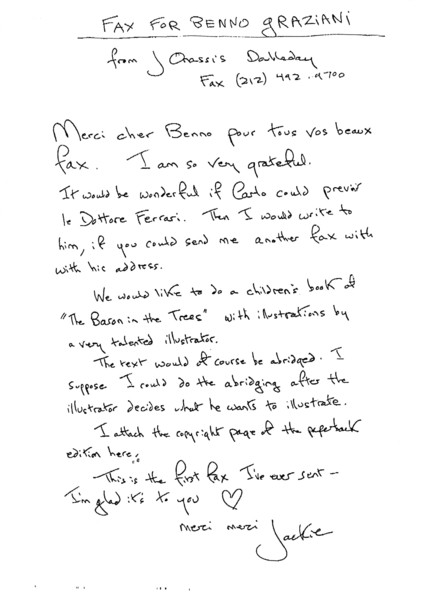 Fax de Jackie Kennedy-Onassis