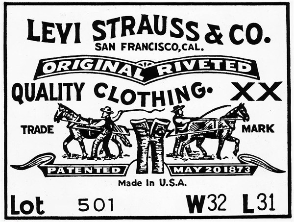 Étiquette pour les jeans Levi Strauss, 1974.