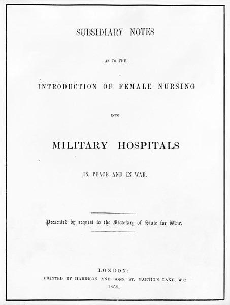 Nightingale, Florence - Krankenschwester, GB/ Titelseite einer Schrift von F.N.