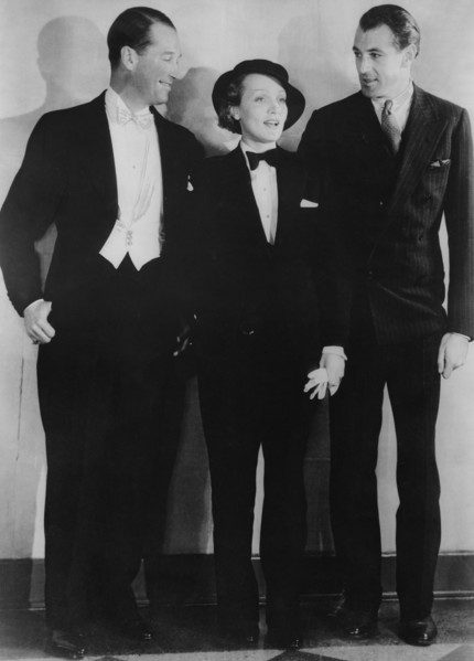 Marlène Dietrich avec Maurice Chevalier et Gary Cooper
