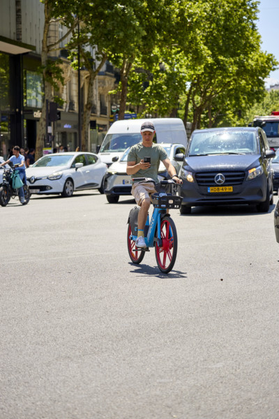 Bicycles and cars in Paris