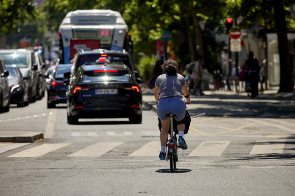 Bicycles and cars in Paris