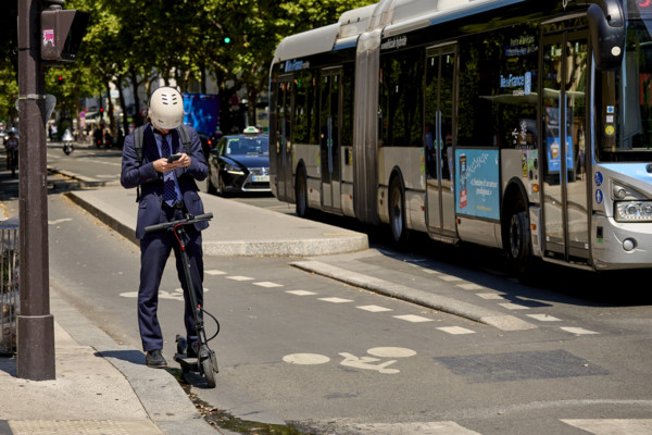 Bicycles and cars in Paris
