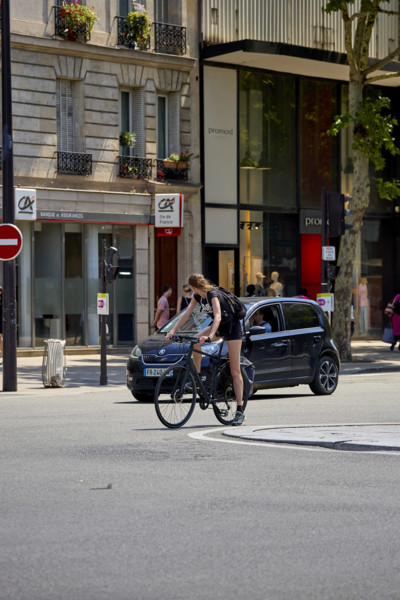 Bicycles and cars in Paris
