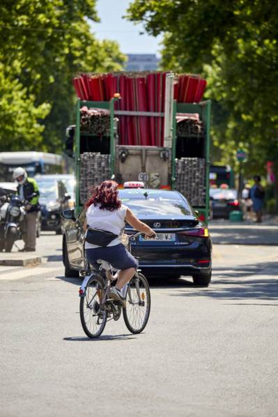 Bicycles and cars in Paris