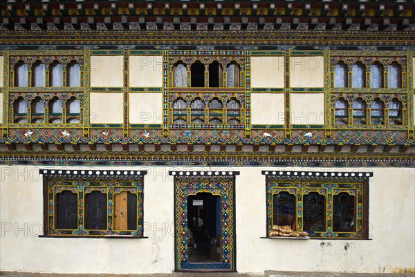 Colorful decorations on windows and doors