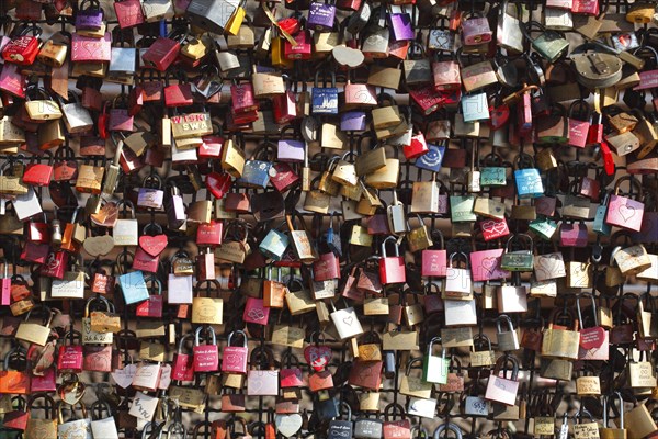 Colourful love padlocks at the St. Pauli Piers