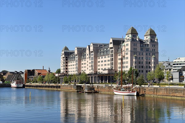 Old warehouse district with harbour warehouse