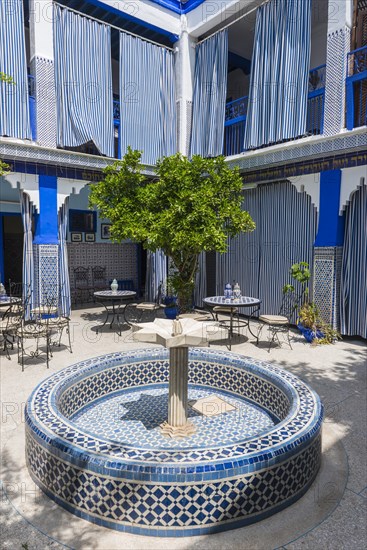 Blue tiles and fountain