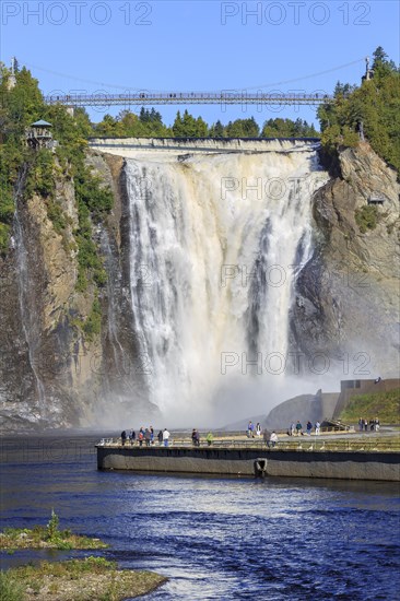 Tourists in front of Montmorency Falls