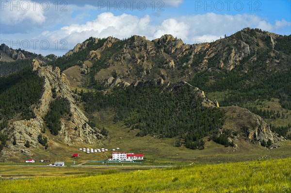Tourist accommodation with yurts in Gorkhi-Terelj National Park