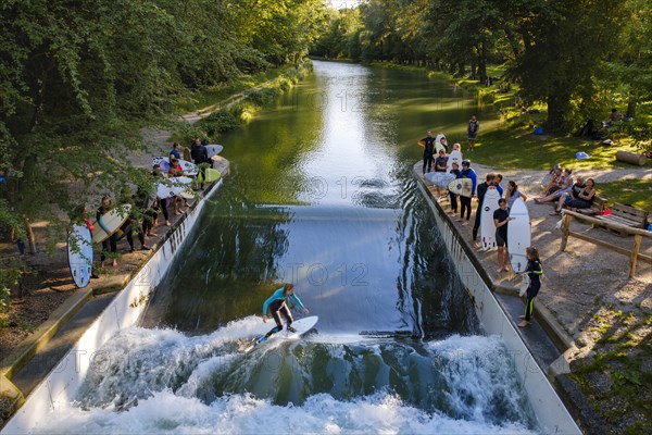 Surfers on Landkanal