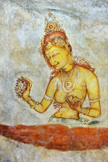 Fresco of the Cloud Girls on the Lion Rock of Sigiriya