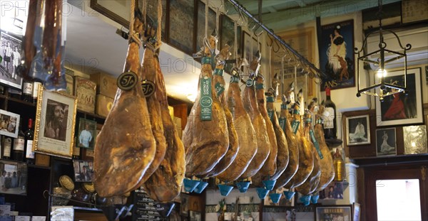 Traditional tapas bar with spanish ham