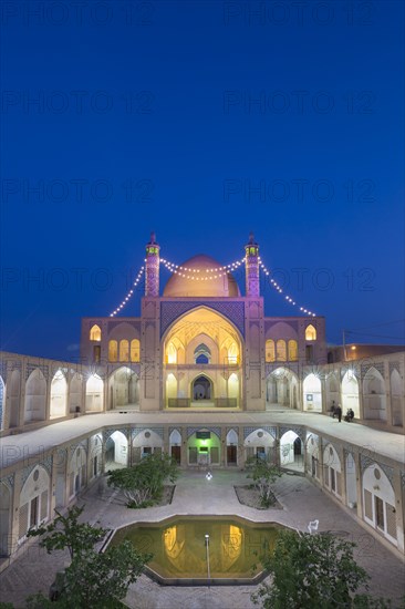 Mosque Masjed-e Agha Bozorg at dusk