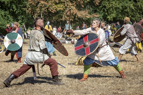Battle reenactment at the worlds biggest Viking Moot