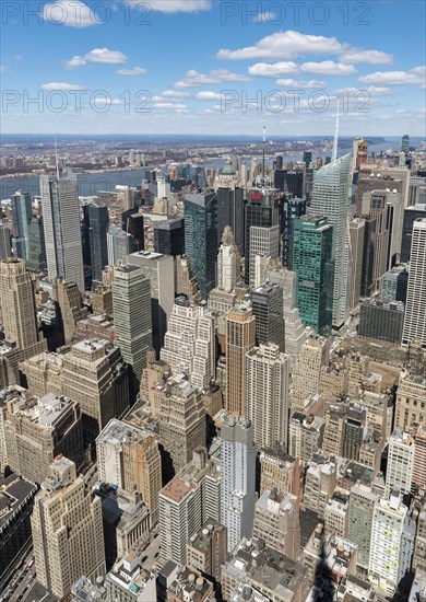 View of skycrapers around Times Square and Midtown Manhattan from Empire State Building