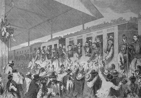 French prisoners of war at the railway station in Munich on August 10