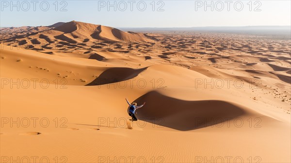 Woman running downhill