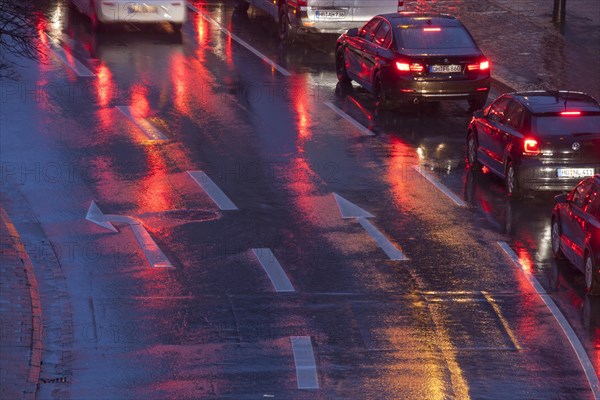 Rain-wet street