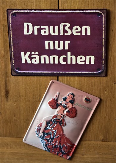 Old enamel signs in a restaurant