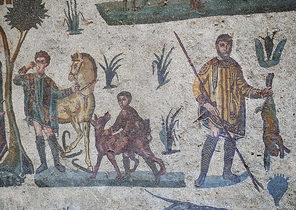 Roman mosaic of Hunters hunting