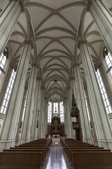 Interior view of the neo-Gothic church Heilig-Kreuz Giesing