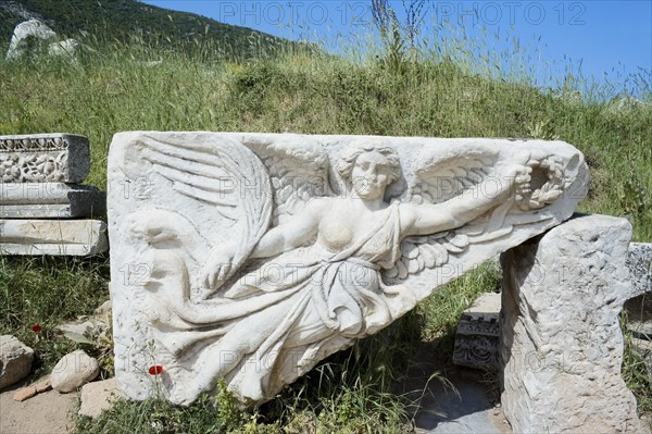 Historic relief sculpture of Nike