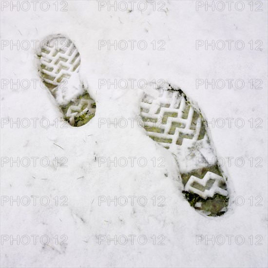 Shoe prints in snow