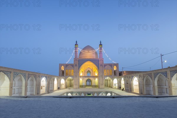 Mosque Masjed-e Agha Bozorg at dusk