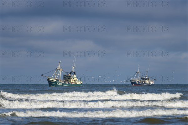 Shrimp cutter towing the nets off the coast