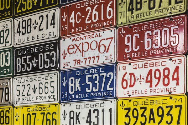 Colourful collection of vintage Quebec automobile licence plates