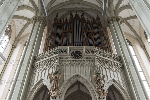 Organ loft of the neo-Gothic church Heilig-Kreuz Giesing
