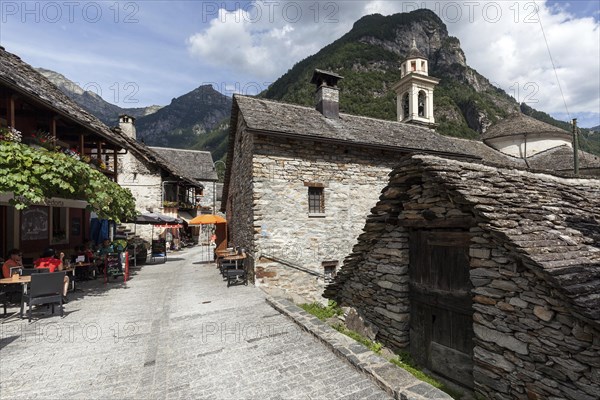 Typical Ticino stone houses in Sonogno village
