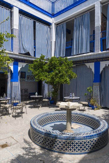 Blue tiles and fountain
