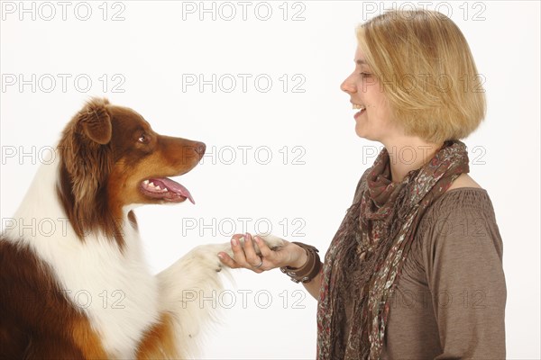 Woman and Australian Shepherd