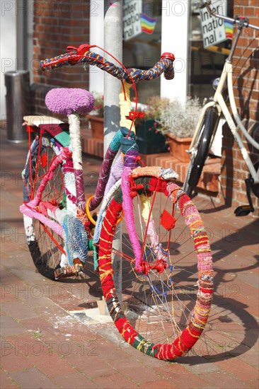 Parked colourful bicycle