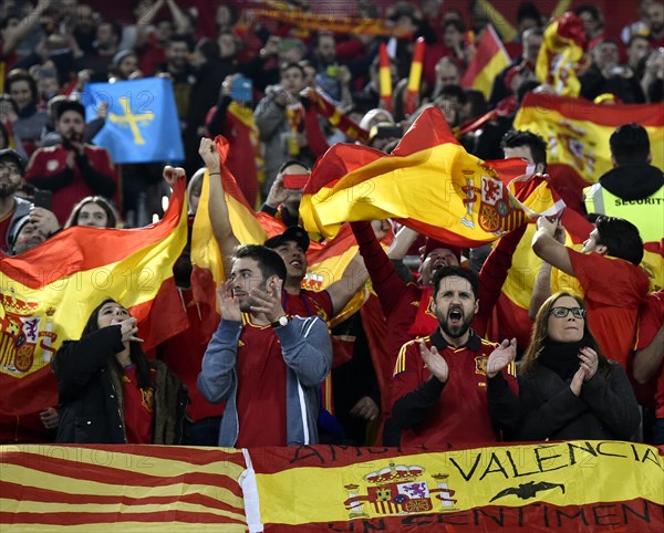 Cheers from Spanish fans during football match