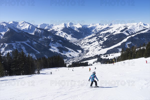 Glemmtal in winter with the villages of Saalbach and Hinterglemm
