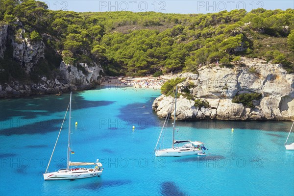 Sailboats at anchor
