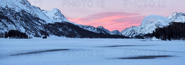 Frozen Lake Silsersee in winter
