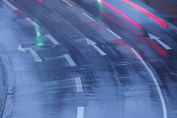 Rain-wet street